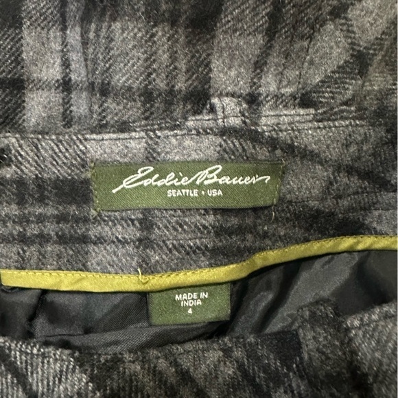 EDDIE BAUER black/gray Plaid Wool Mini Skirt - Picture 3 of 5
